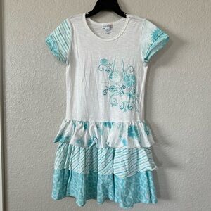 Naartjie Kids Girls Ruffle short Sleeve Dress Tunic blue  Sz 7 Boutique